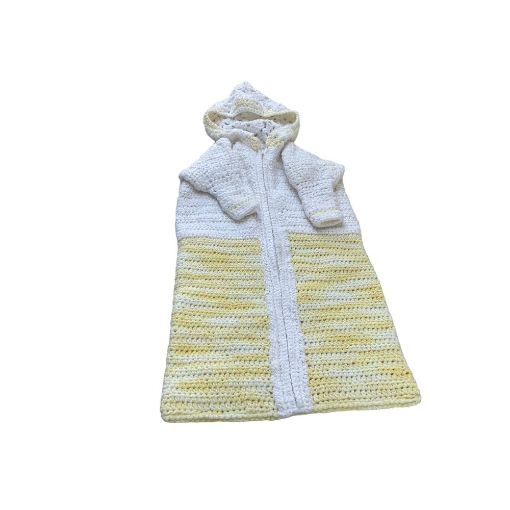 Infant‎ Crochet Yellow & White Zip Up Hoodie